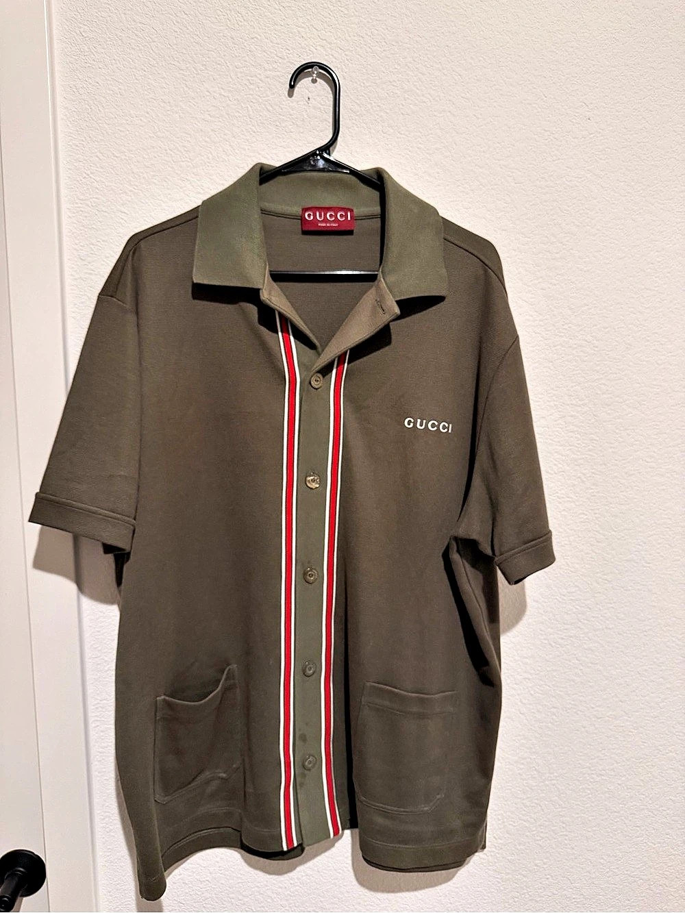 Gucci Men's Polo Shirt Green & Red XL
